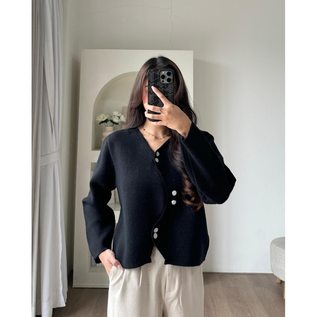 PAYUBGT Cardigan Rajut Knit Outer Rajut Tweed Wanita Elena Cardy