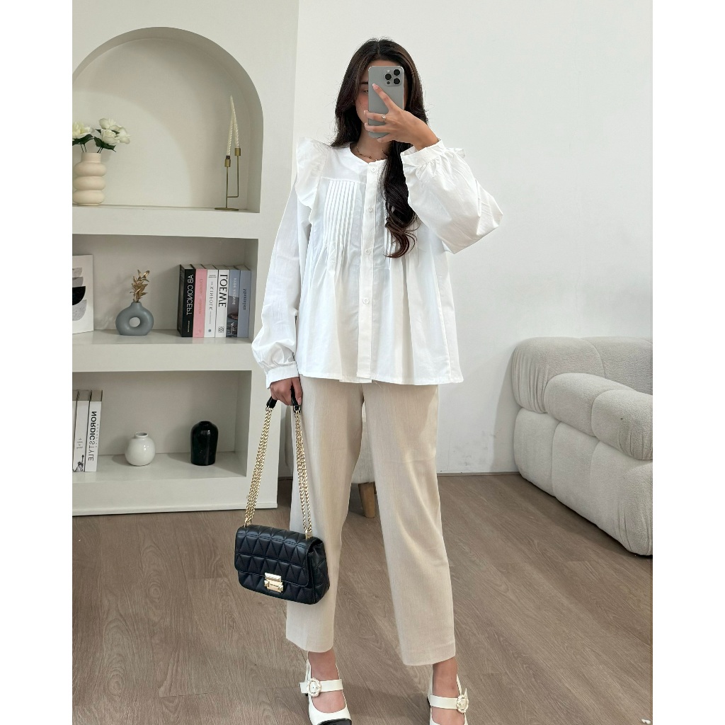 PAYUBGT - Blouse Wanita Lengan Panjang Korean Top Nirina Blouse Katun