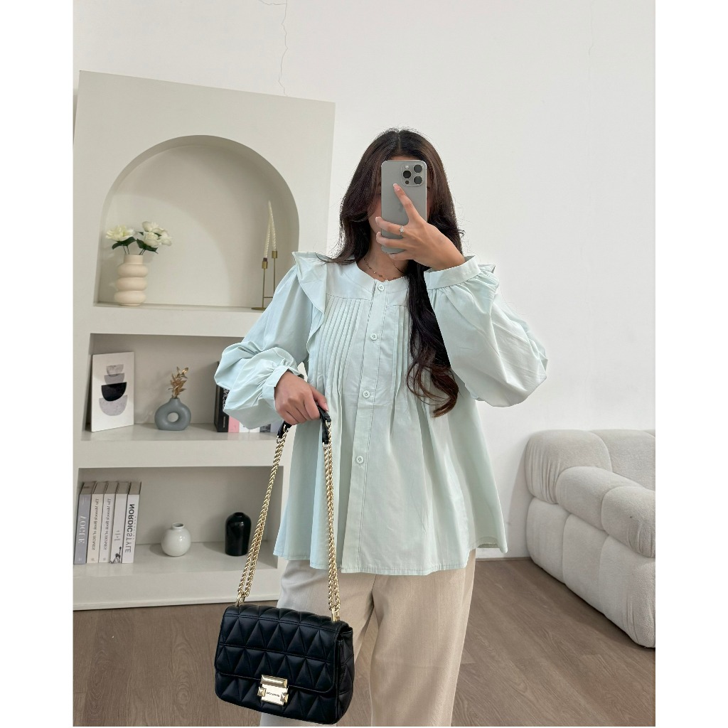 PAYUBGT - Blouse Wanita Lengan Panjang Korean Top Nirina Blouse Katun