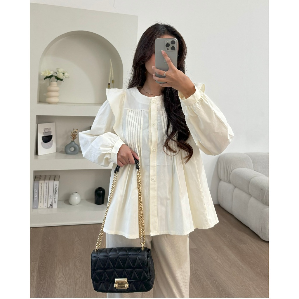 PAYUBGT - Blouse Wanita Lengan Panjang Korean Top Nirina Blouse Katun