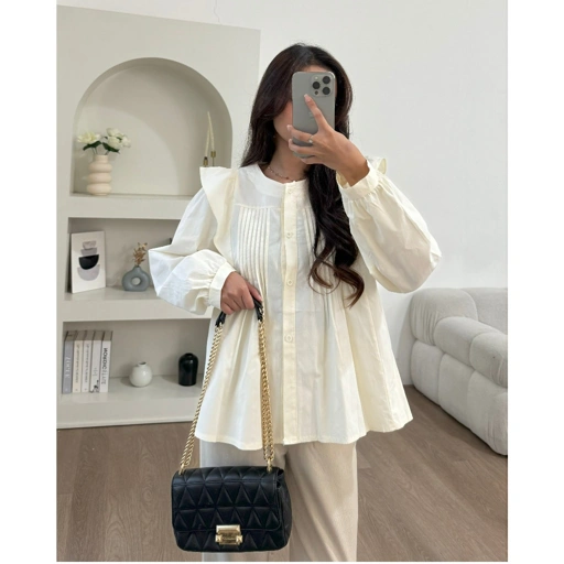 Image of PAYUBGT - Blouse Wanita Lengan Panjang Korean Top Nirina Blouse Katun