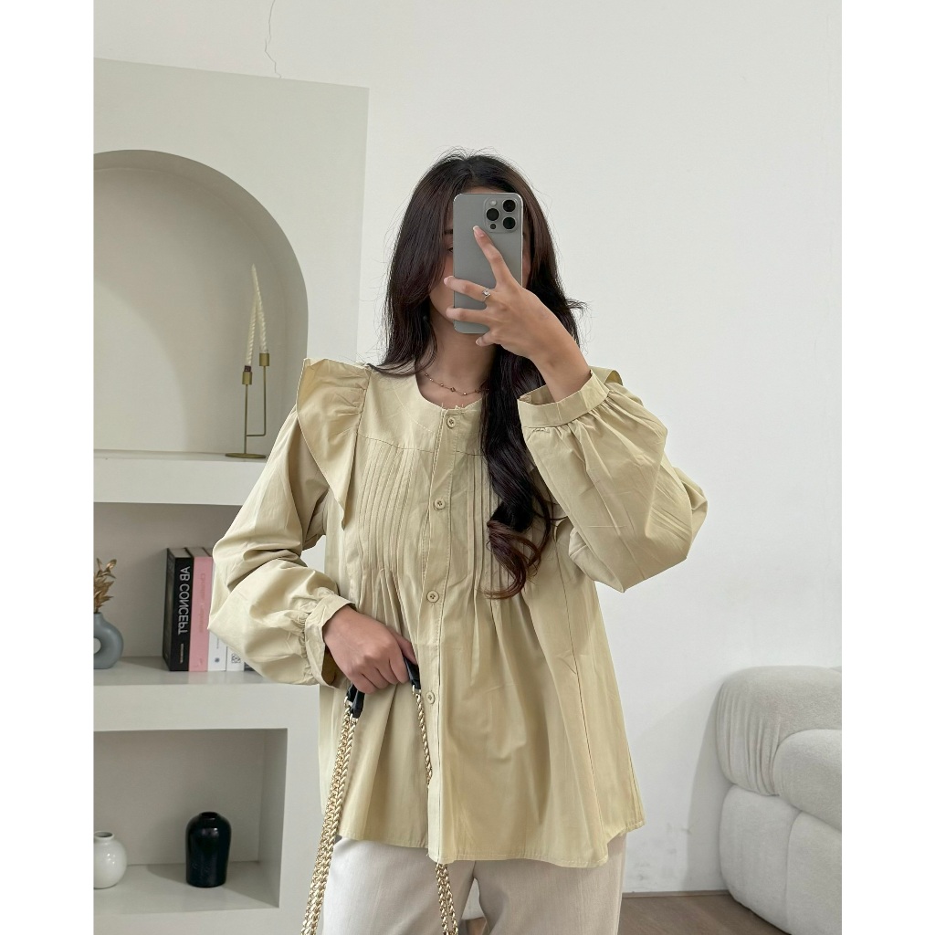 PAYUBGT - Blouse Wanita Lengan Panjang Korean Top Nirina Blouse Katun