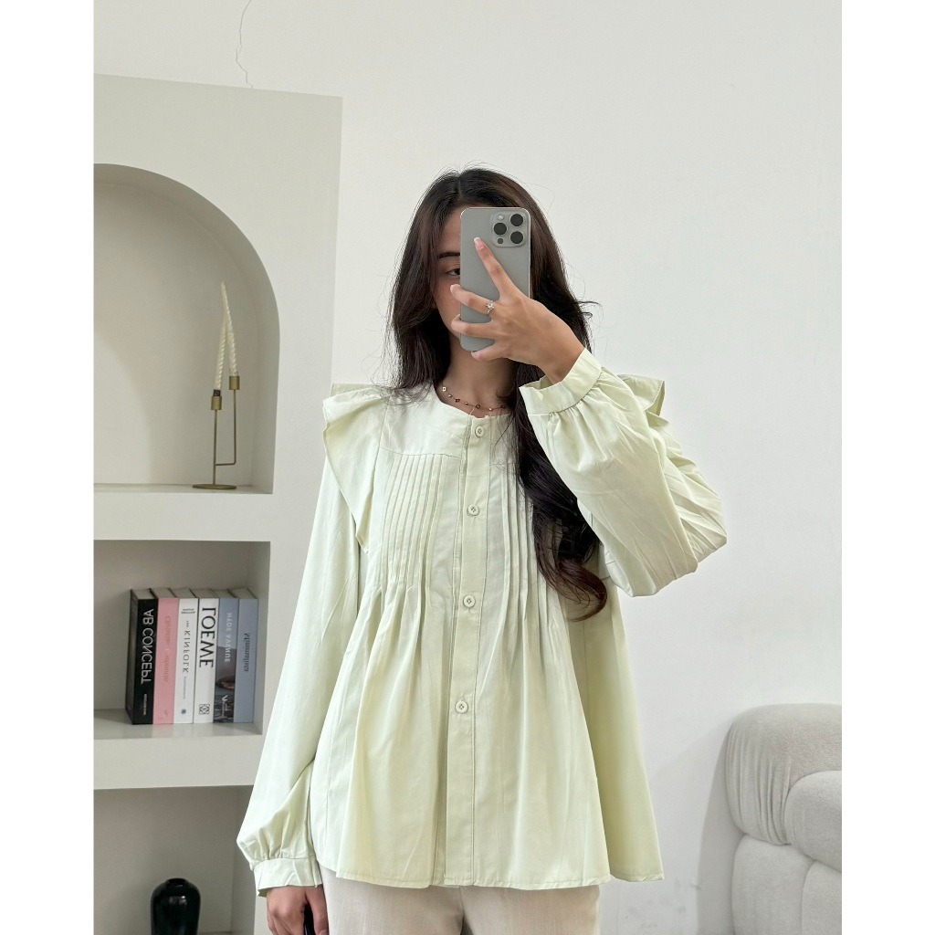 PAYUBGT - Blouse Wanita Lengan Panjang Korean Top Nirina Blouse Katun