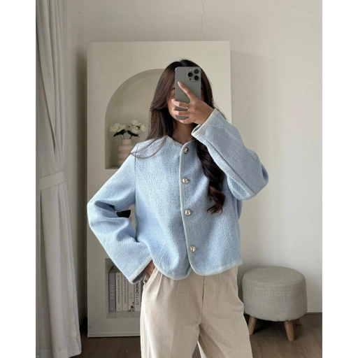 Image of PAYUBGT Cardigan Rajut Knit Outer Rajut Tweed Wanita Elisa Cardy