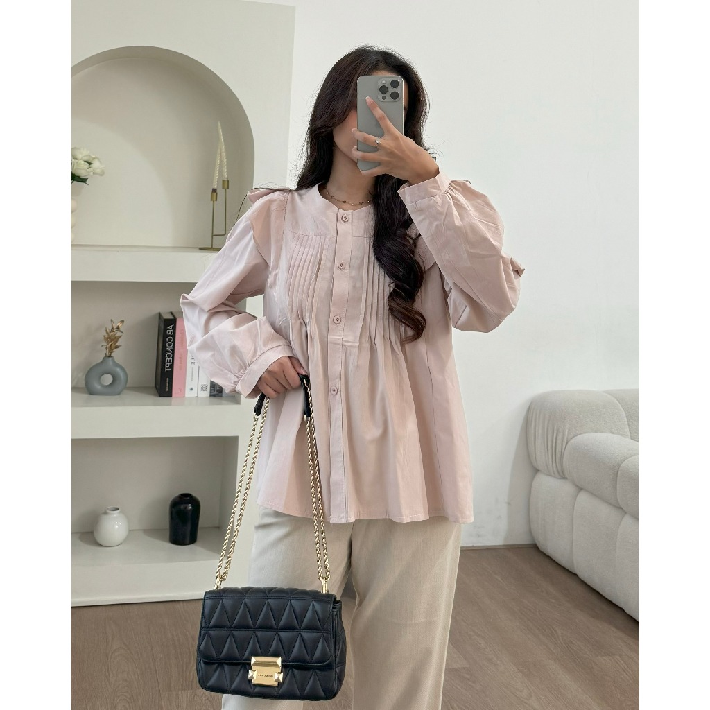 PAYUBGT - Blouse Wanita Lengan Panjang Korean Top Nirina Blouse Katun