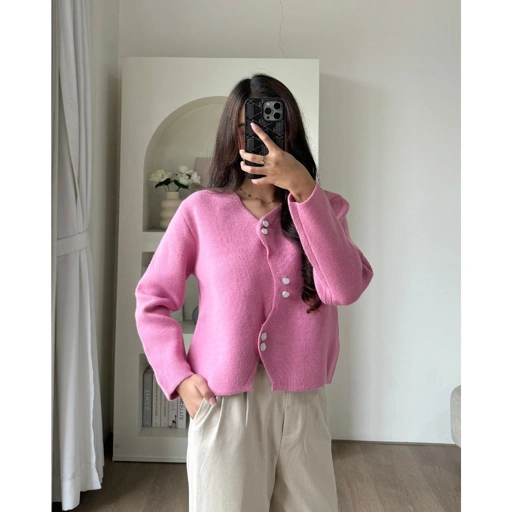 PAYUBGT Cardigan Rajut Knit Outer Rajut Tweed Wanita Elena Cardy