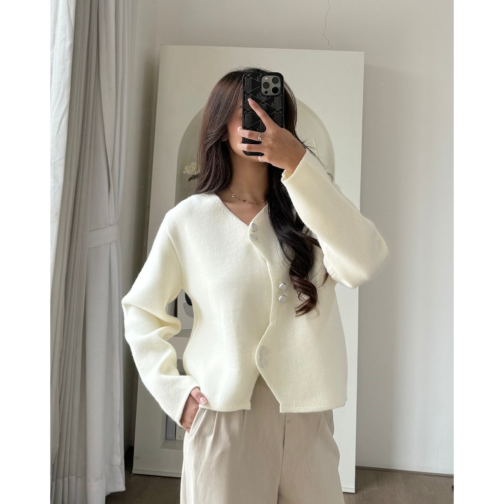 PAYUBGT Cardigan Rajut Knit Outer Rajut Tweed Wanita Elena Cardy