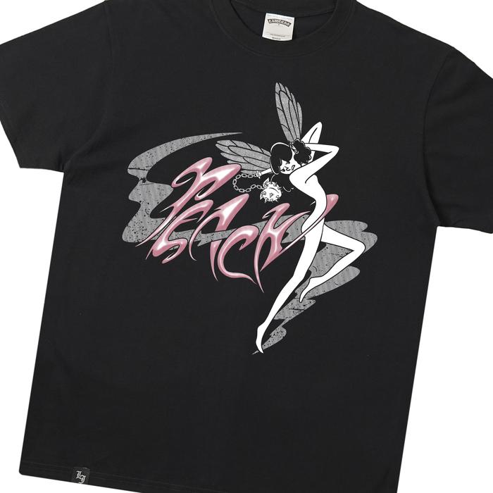 LAWLESS JAKARTA RECORDS - PEACH - PIXIE WING T-SHIRT - BLACK