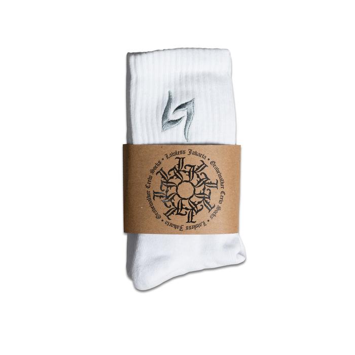LAWLESS JAKARTA - PSYCH LOGO SOCKS - WHITE