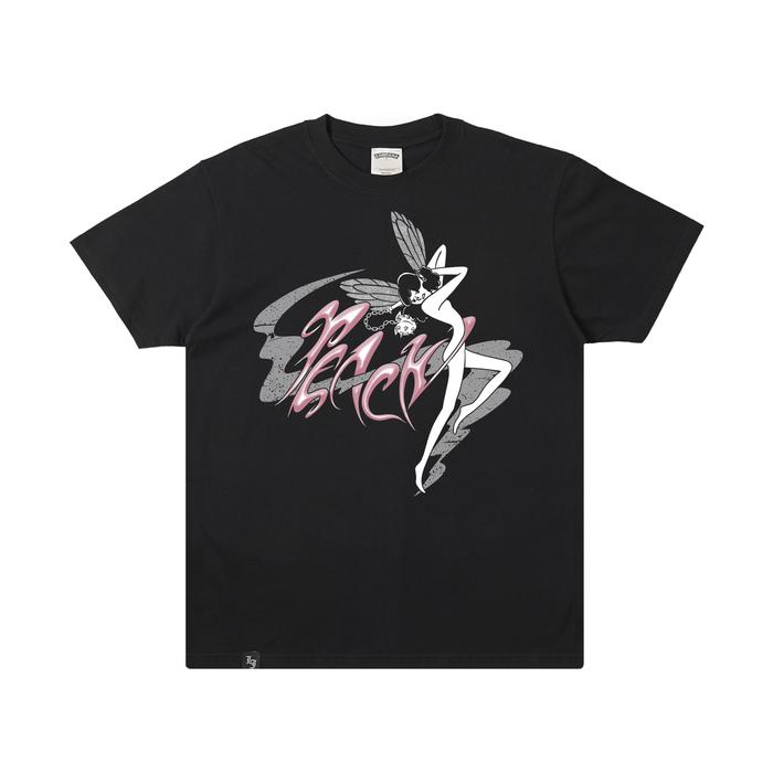 LAWLESS JAKARTA RECORDS - PEACH - PIXIE WING T-SHIRT - BLACK