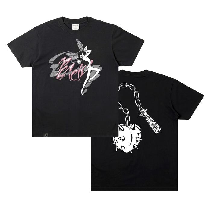 LAWLESS JAKARTA RECORDS - PEACH - PIXIE WING T-SHIRT - BLACK