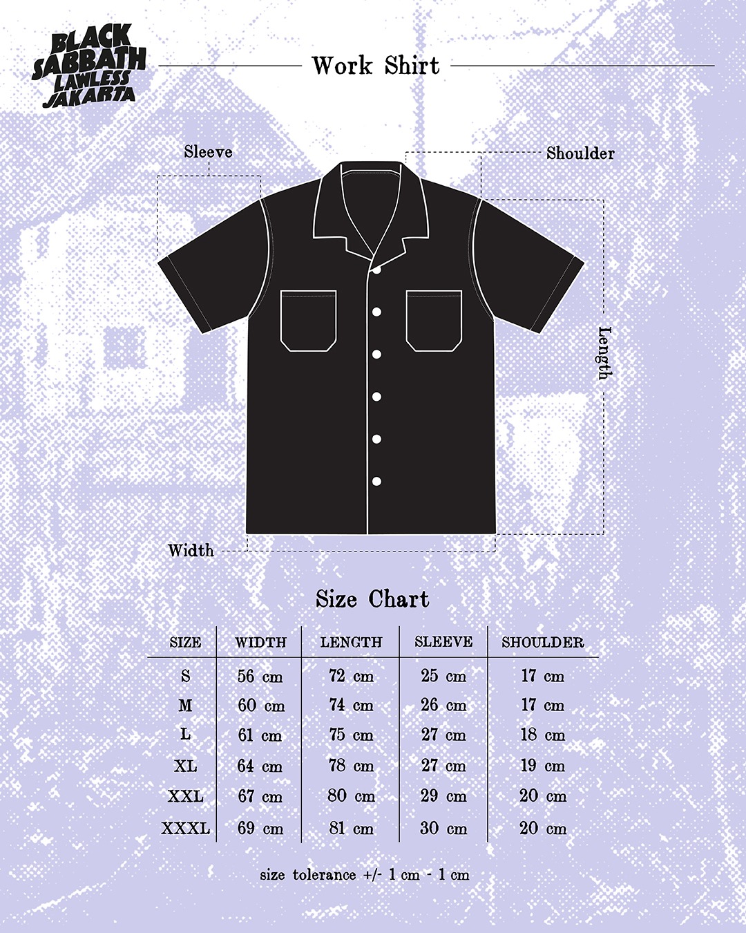 Black Sabbath X Lawless Jakarta - Never Say Die Logo Type Work Shirt - Black