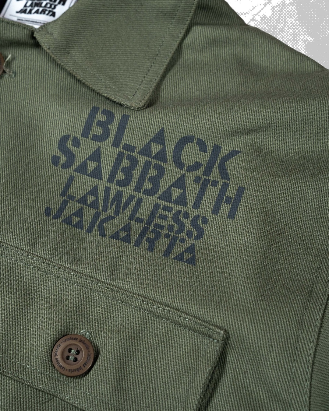 Black Sabbath X Lawless Jakarta - Never Say Die Logo Fielder Jacket - Uniform Green