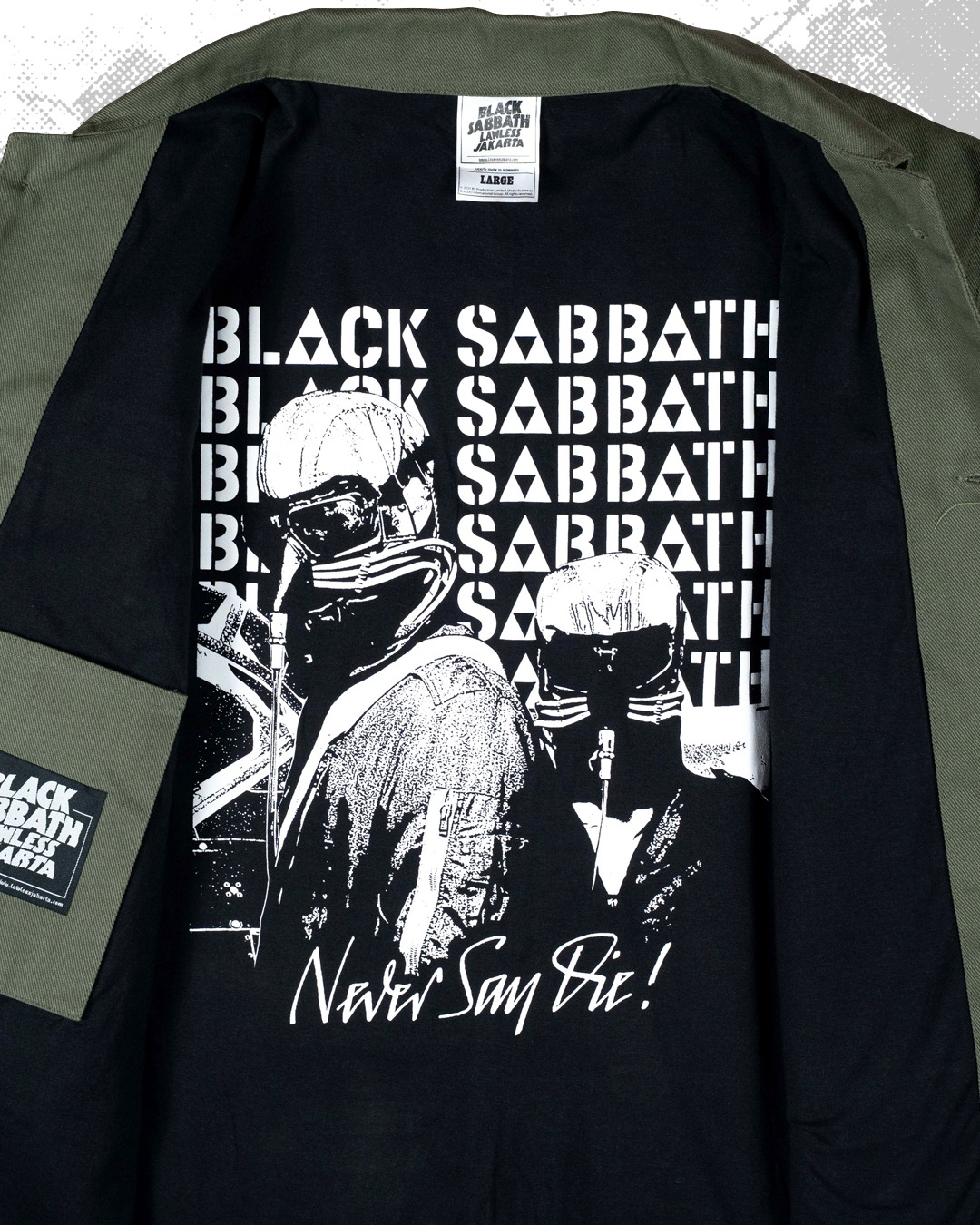 Black Sabbath X Lawless Jakarta - Never Say Die Logo Fielder Jacket - Uniform Green
