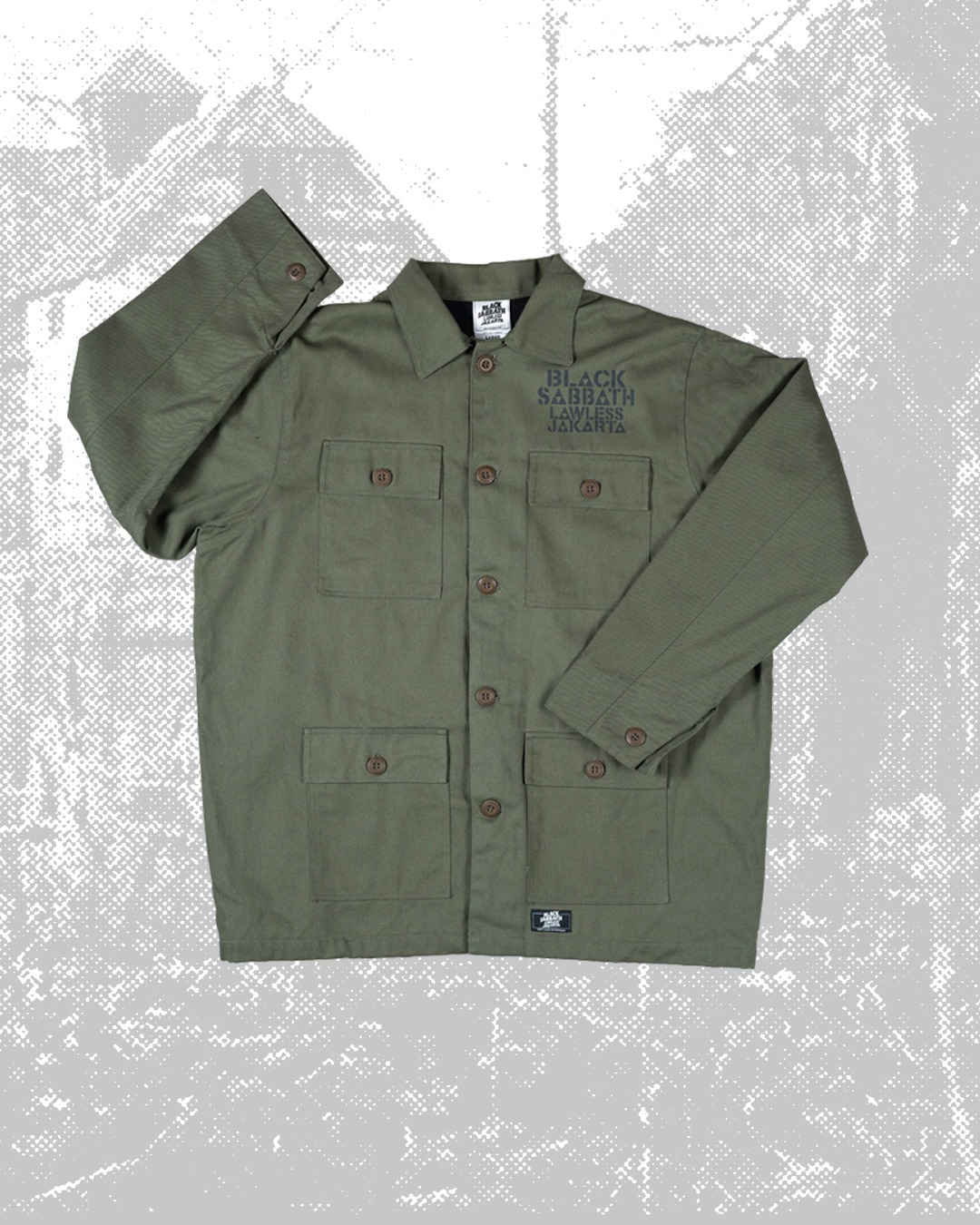 Black Sabbath X Lawless Jakarta - Never Say Die Logo Fielder Jacket - Uniform Green