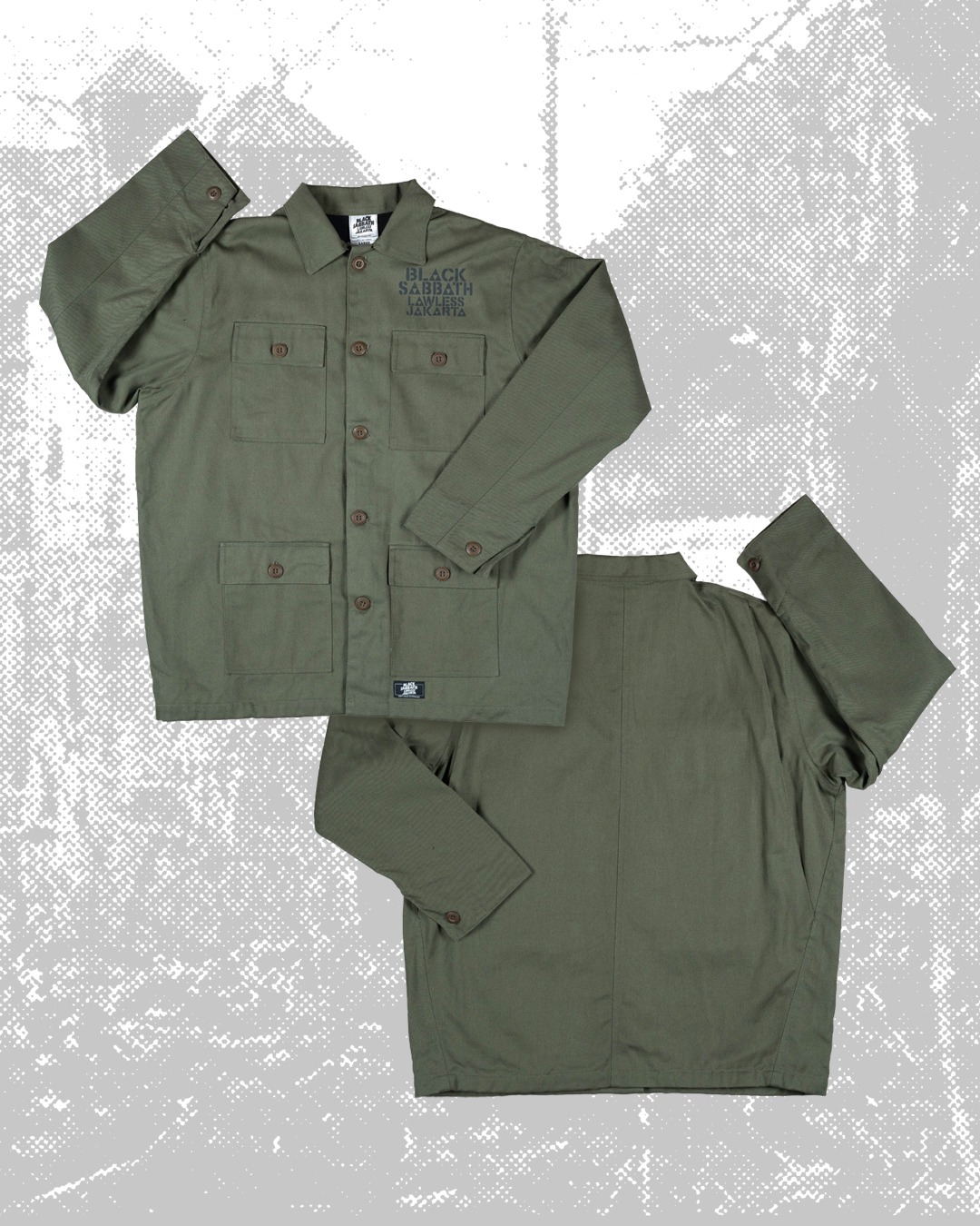 Black Sabbath X Lawless Jakarta - Never Say Die Logo Fielder Jacket - Uniform Green