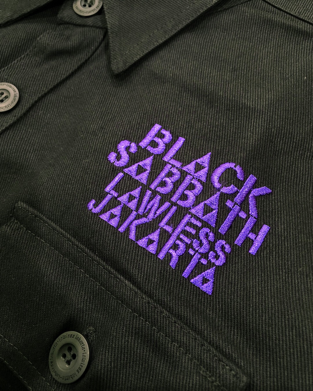 Black Sabbath X Lawless Jakarta - Never Say Die Logo Type Work Shirt - Black