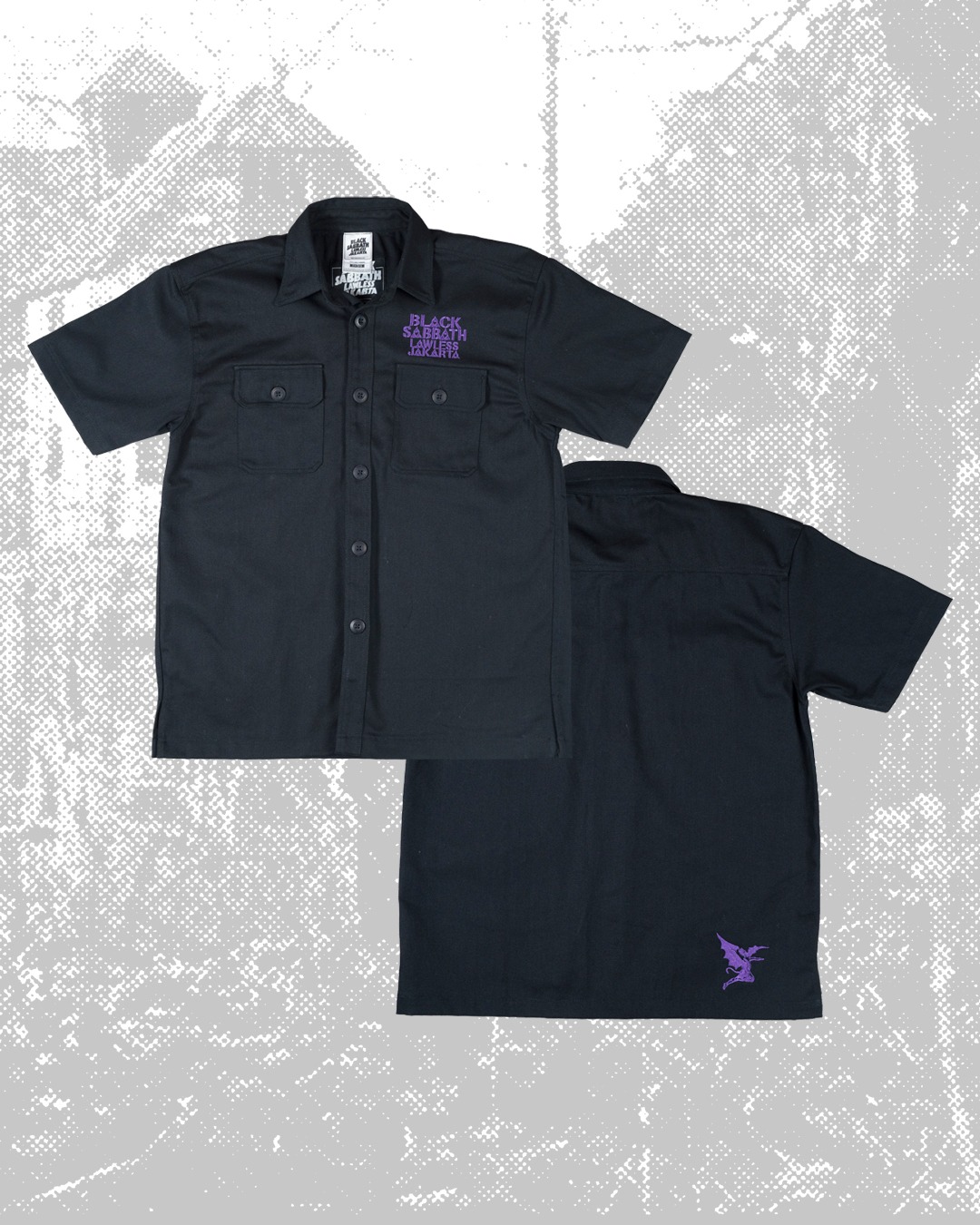 Black Sabbath X Lawless Jakarta - Never Say Die Logo Type Work Shirt - Black