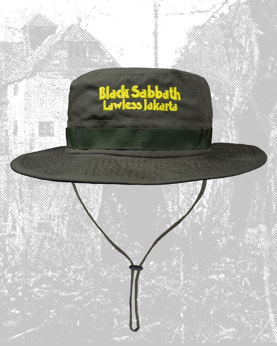 Black Sabbath X Lawless Jakarta - Vol.4 Logo Type Bush Hat - Army Green