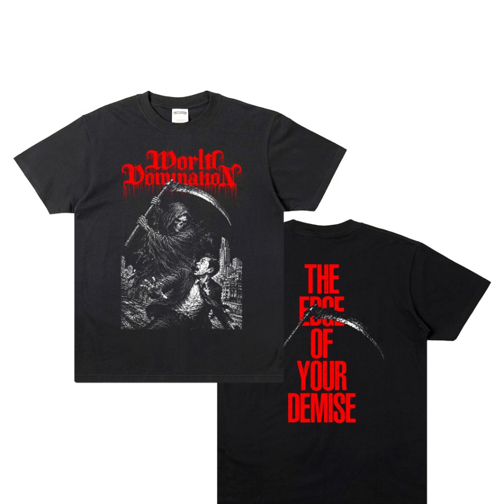 Lawless Jakarta Records - World Domination - The Edge Of Your Demise T-shirt - Black