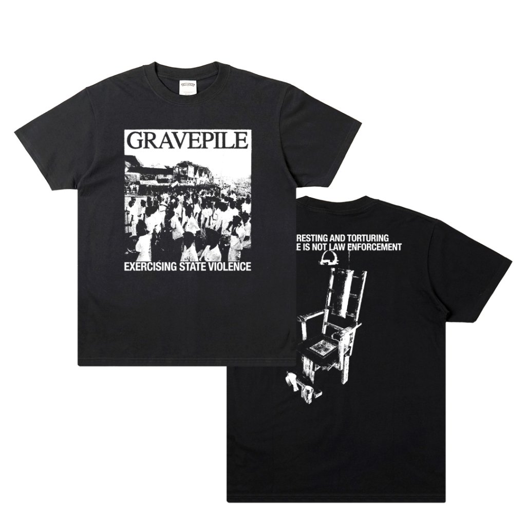 Lawless Jakarta Records - Gravepile - Exercising State T-shirt - Black