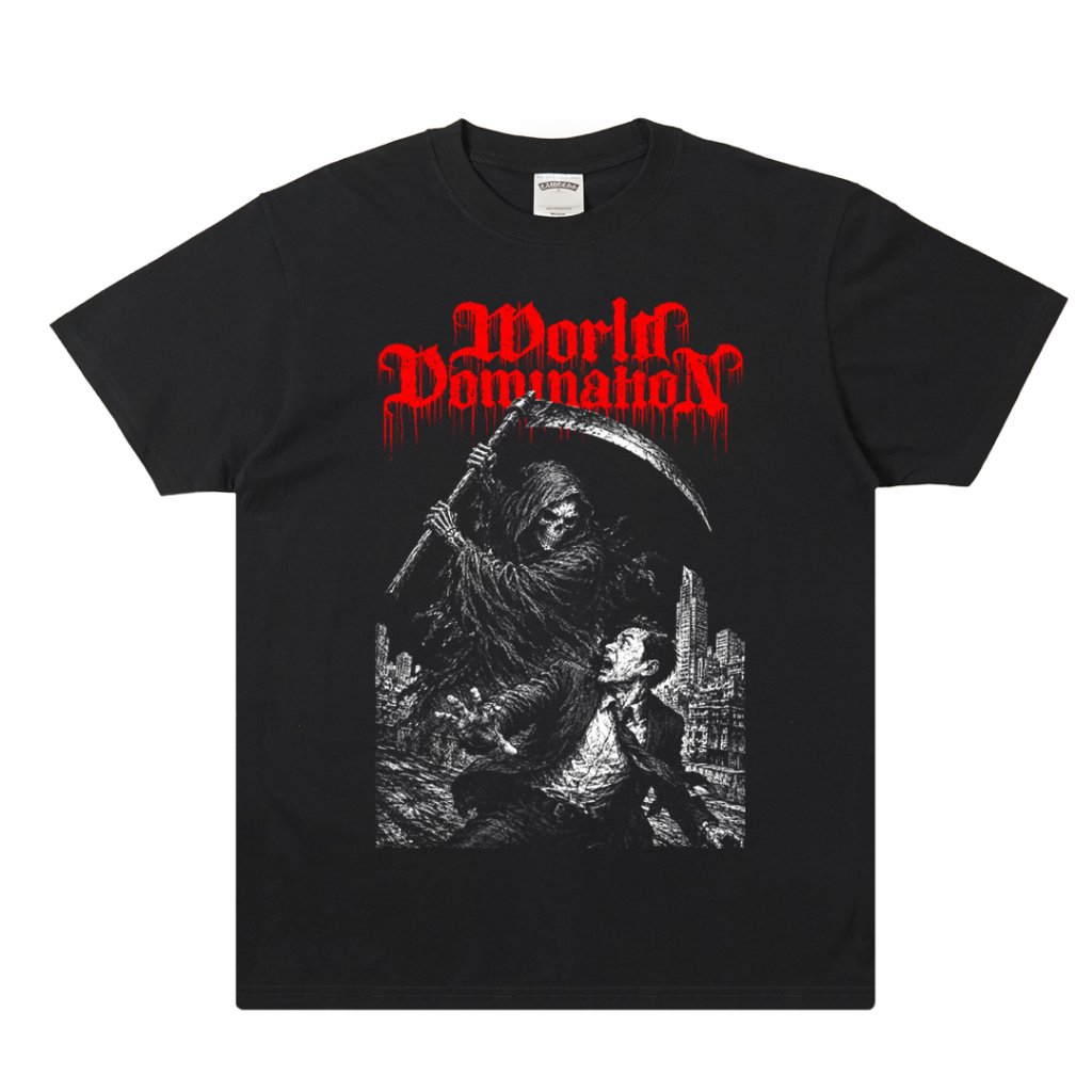 Lawless Jakarta Records - World Domination - The Edge Of Your Demise T-shirt - Black
