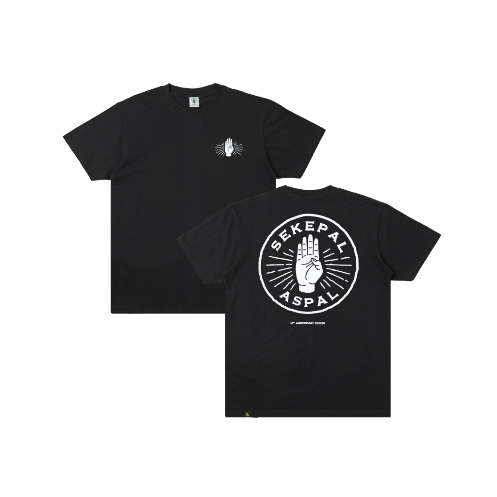 Sekepal Aspal - Hand Logo 10Th Anniversary Edition T-shirt - Black/White