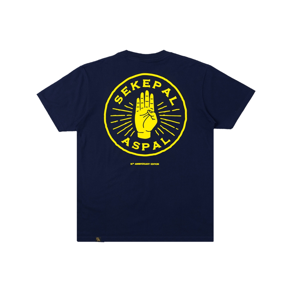Sekepal Aspal - Hand Logo 10Th Anniversary Edition T-shirt - Navy/Yellow