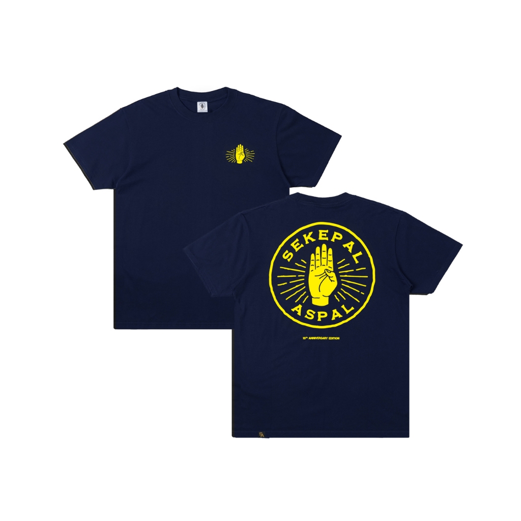 Sekepal Aspal - Hand Logo 10Th Anniversary Edition T-shirt - Navy/Yellow