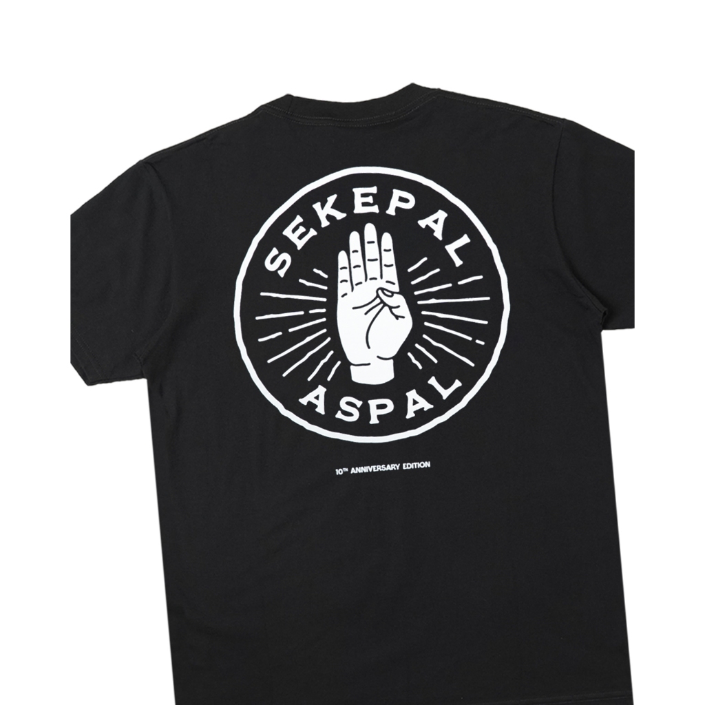 Sekepal Aspal - Hand Logo 10Th Anniversary Edition T-shirt - Black/White