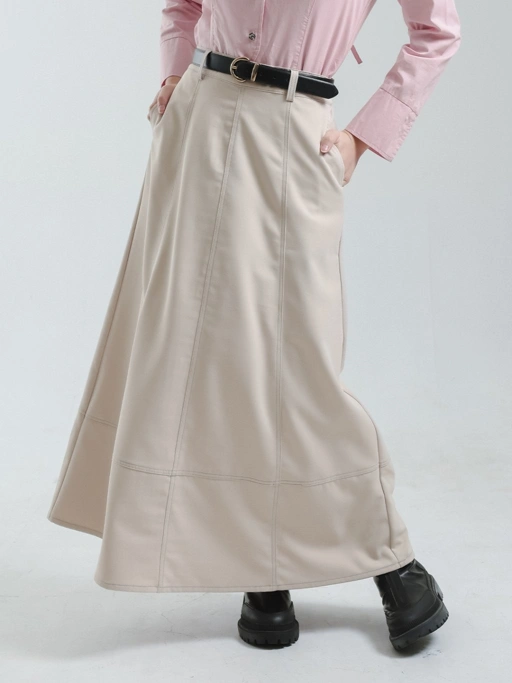 EXIT Ayla Skirt | Rok Maxi Wanita - Warna Cream