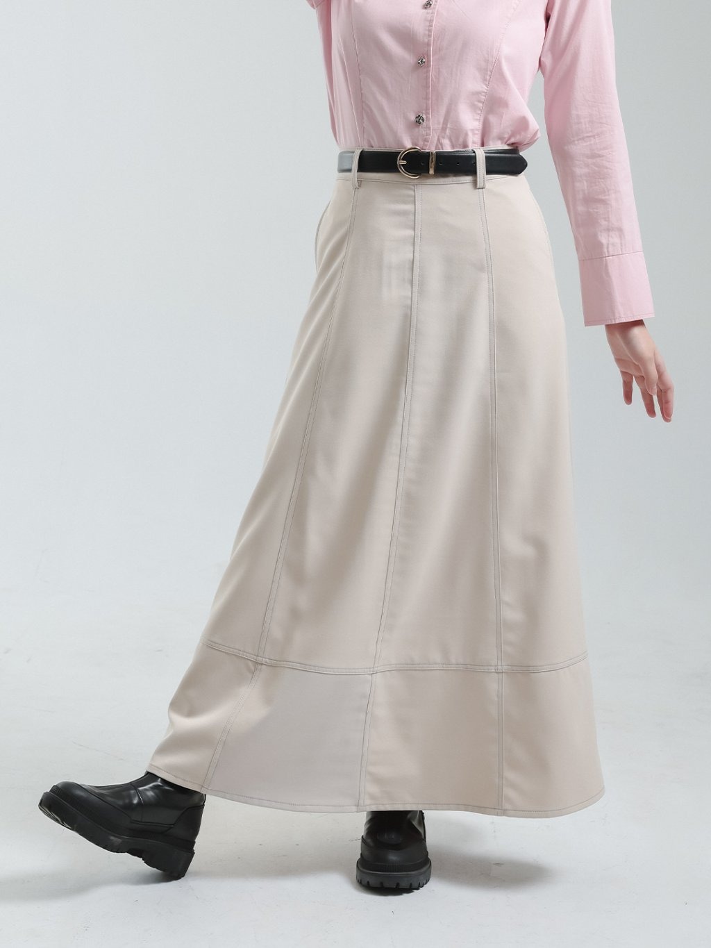 EXIT Ayla Skirt | Rok Maxi Wanita - Warna Cream