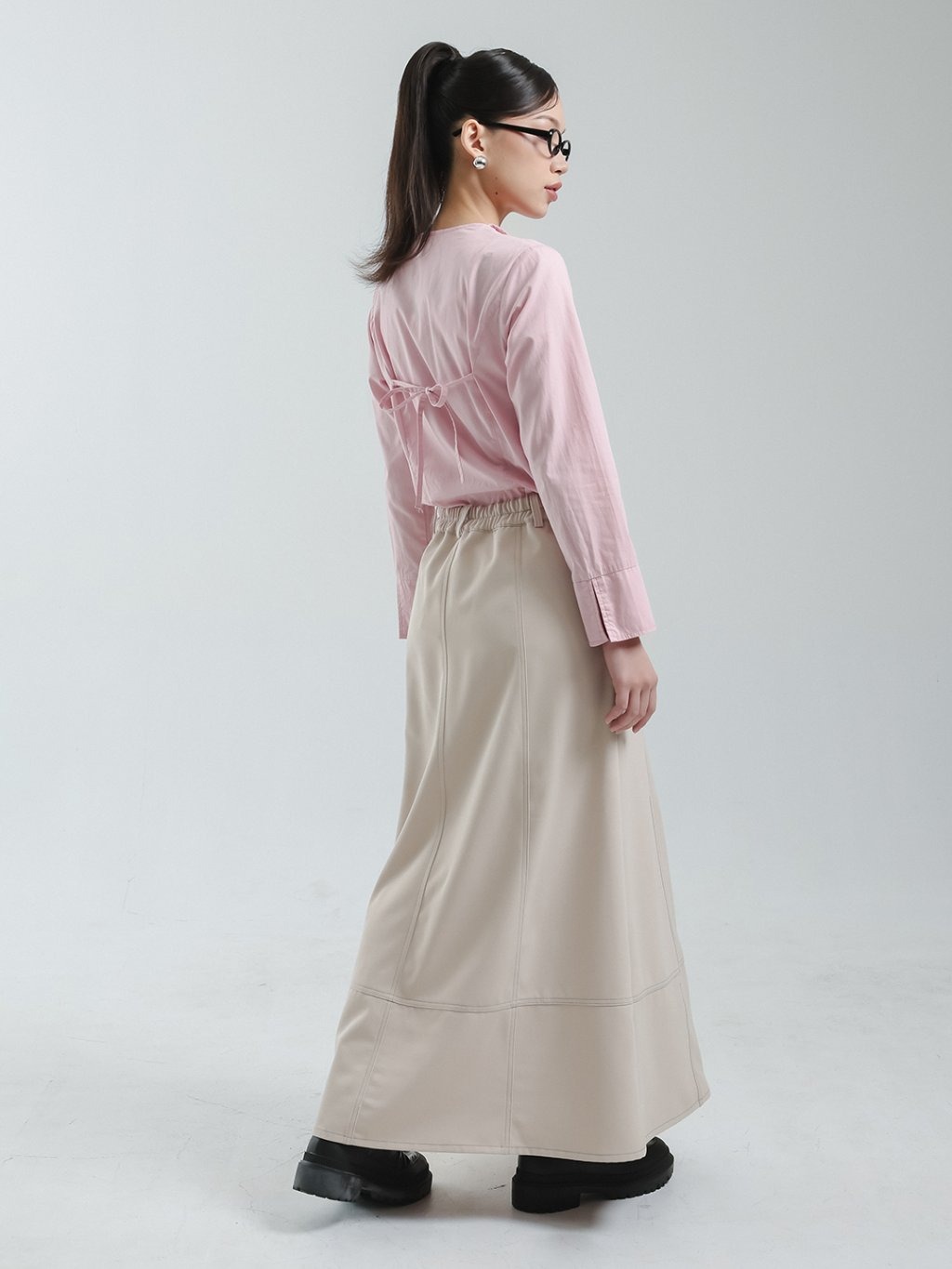 EXIT Ayla Skirt | Rok Maxi Wanita - Warna Cream