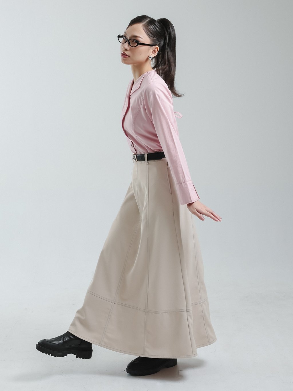 EXIT Ayla Skirt | Rok Maxi Wanita - Warna Cream