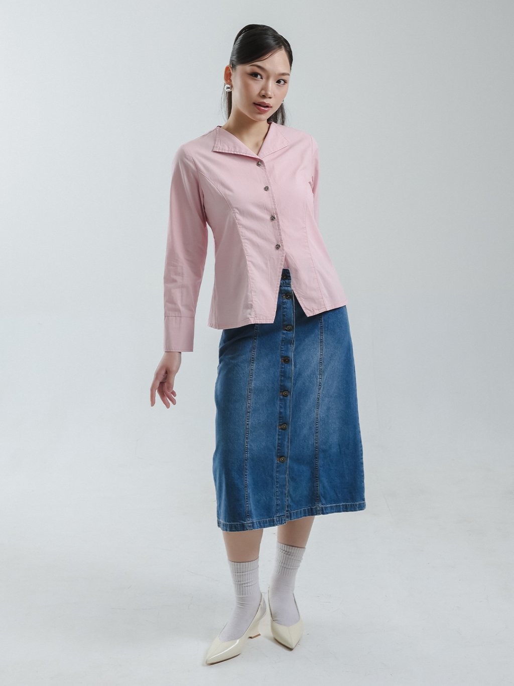 EXIT Zella Blouse | Kemeja Wanita - Atasan Lengan Panjang