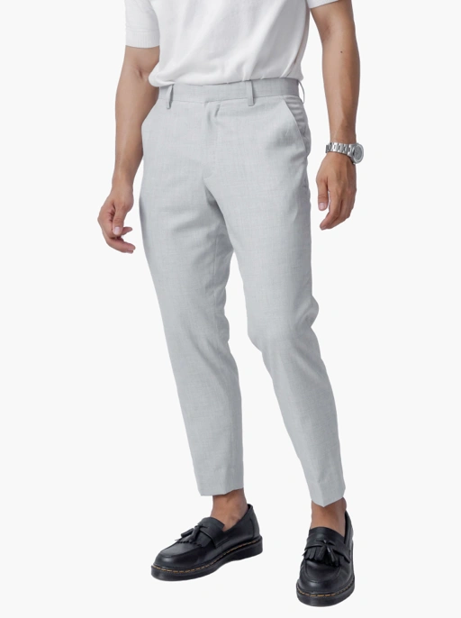 Image of Light Grey Semi Wool Ankle Pant