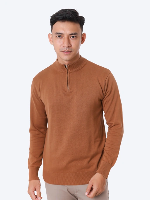 Image of Brown Sugar Mockneck Zip Knitwear