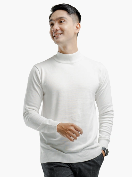 Image of White Mock Turtleneck Knitwear