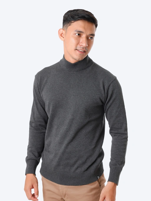 Image of Grey Mock Turtleneck Knitwear