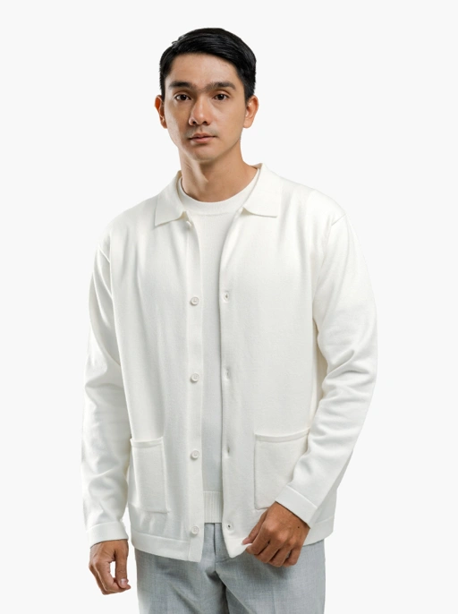 Image of Off White Viscose Overshirt Knitwear