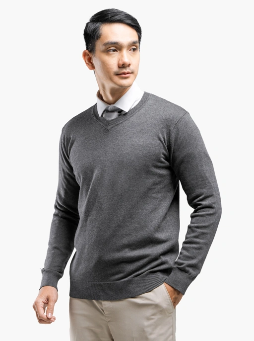 Image of Grey V-Neck Knitwear