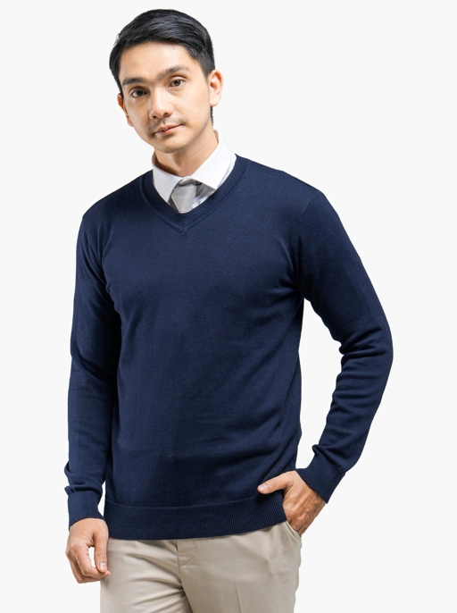 Image of Navy V-Neck Knitwear