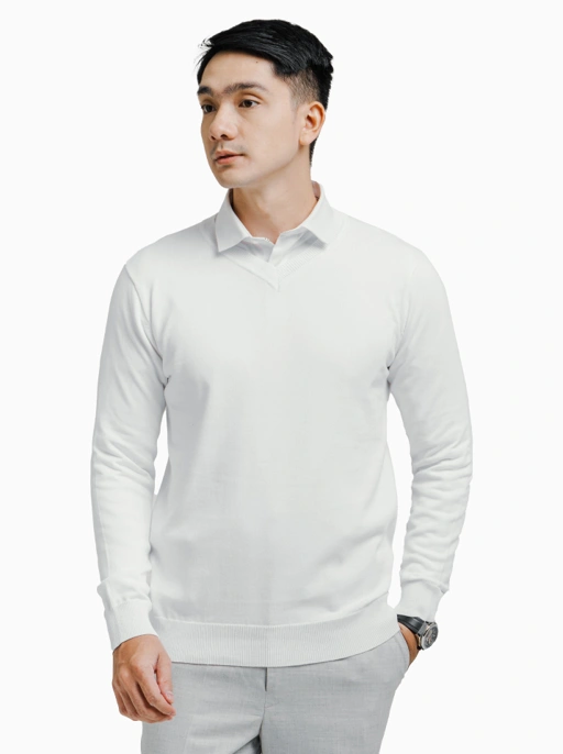 Image of White V-Neck Knitwear