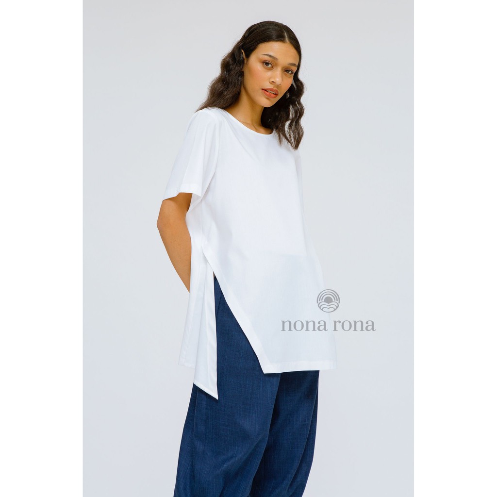 Nona Rona Calya Top White - Atasan Wanita