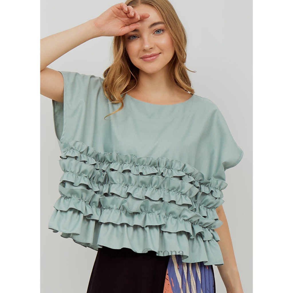 Nona Rona Peony Top Green - Atasan Wanita