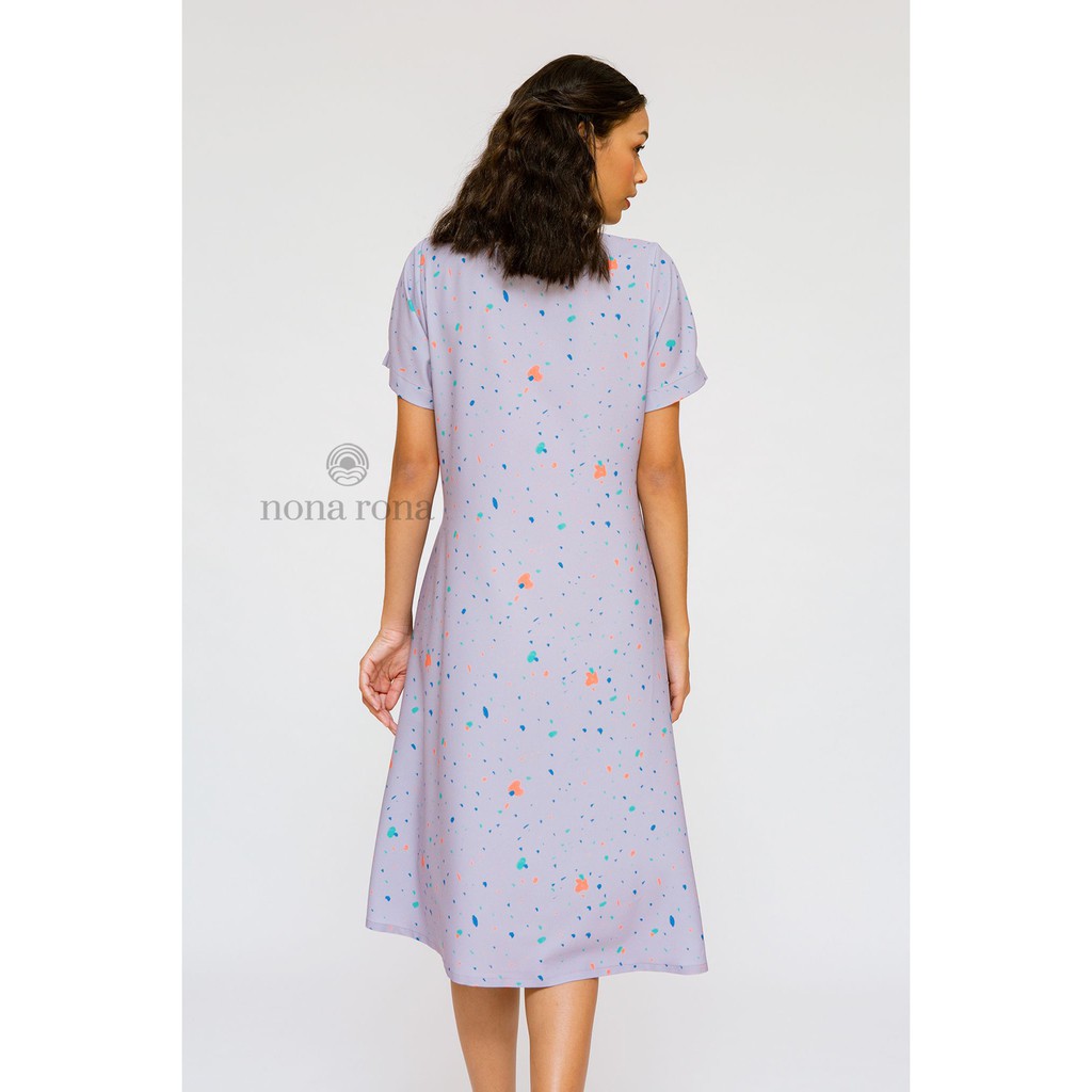 Nona Rona Wrap Dress Dots Lavender