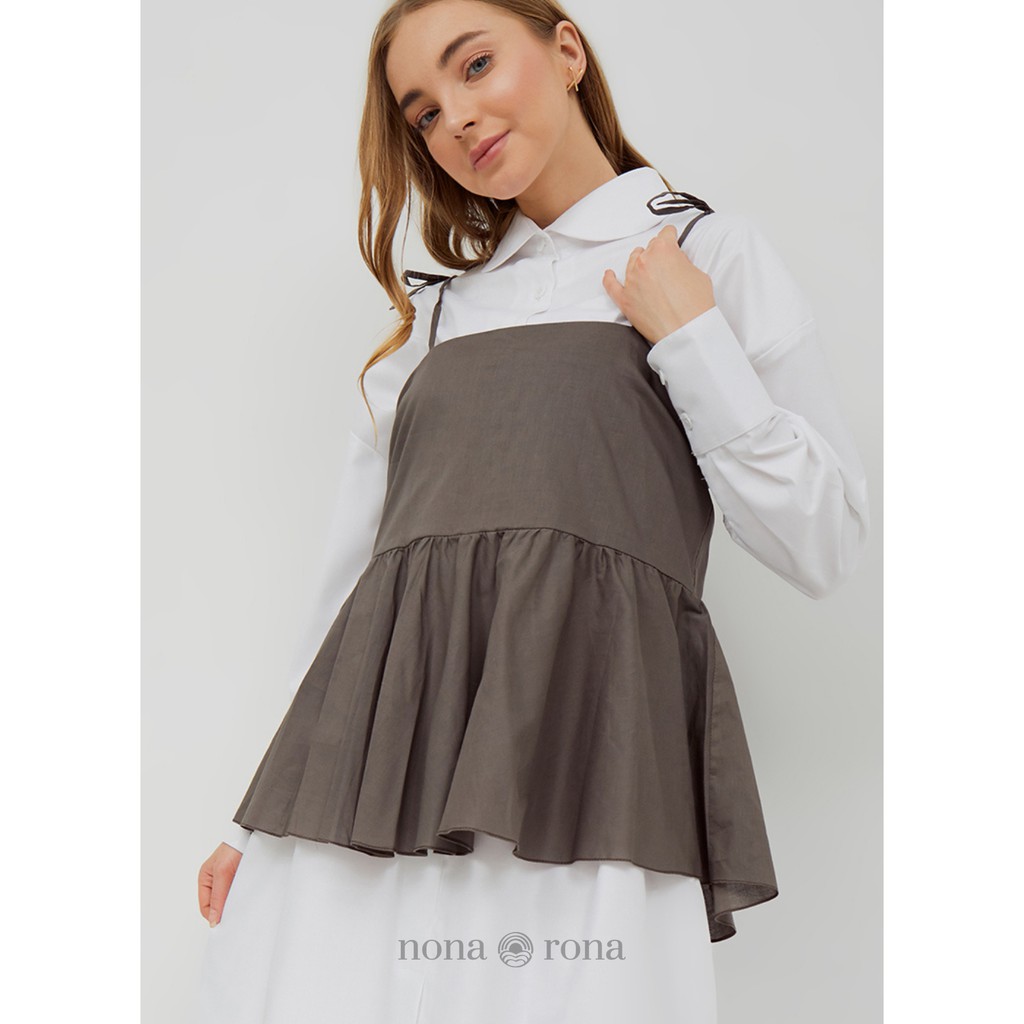 Nona Rona Lily Top Grey - Atasan Wanita