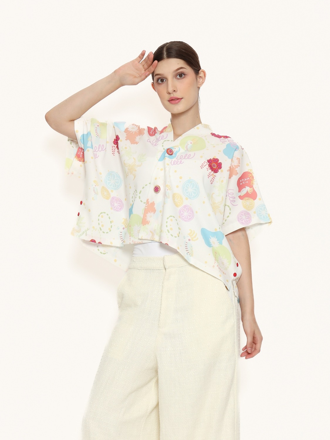 Nona Rona Cempaka Top White Kembang
