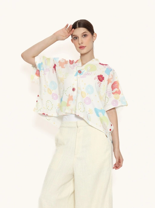 Image of Nona Rona Cempaka Top White Kembang