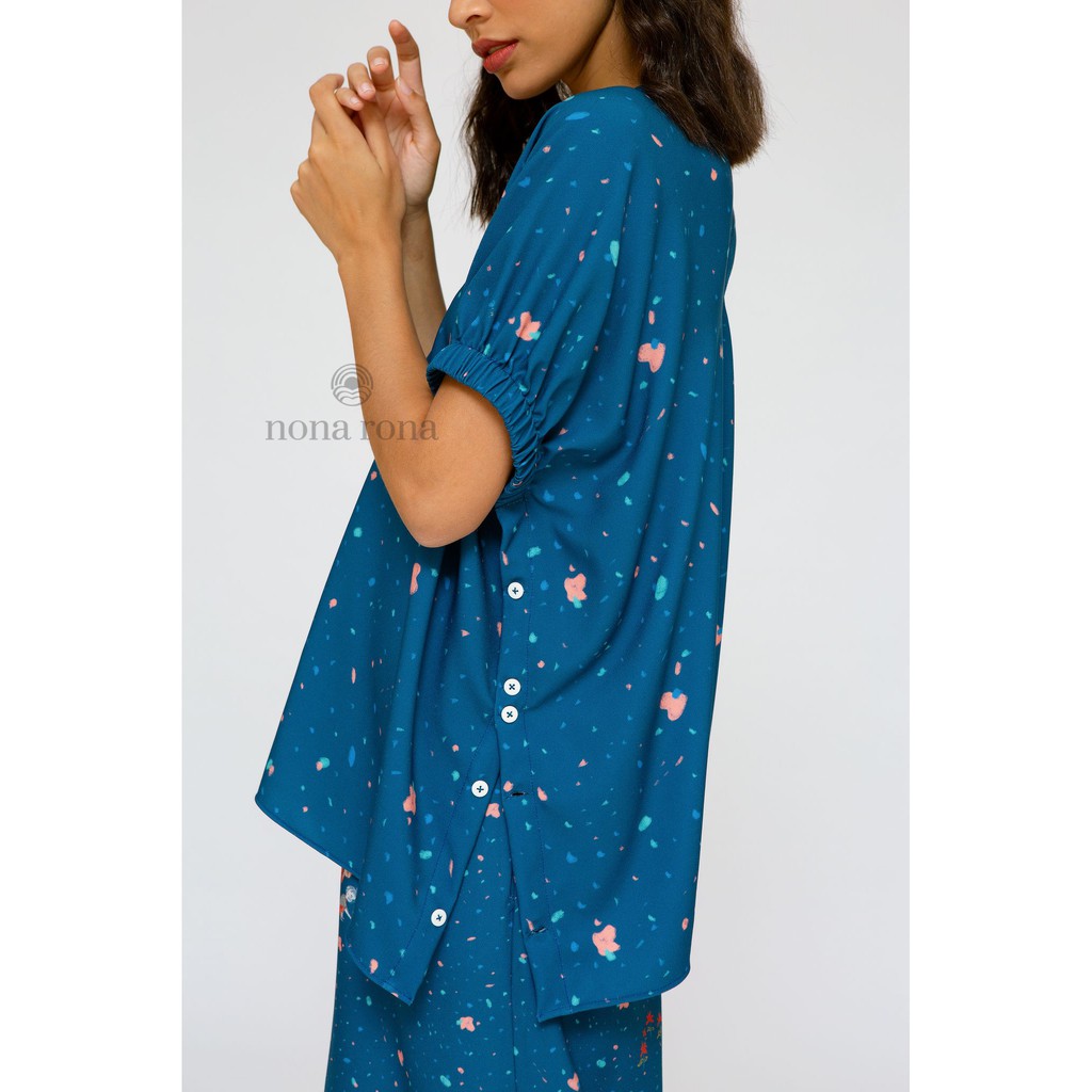 Nona Rona Special Bundling - Top Dots Navy & Facemask
